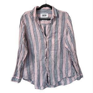 Frank & Eileen Grayson The‎ Hero Button Down Shirt Sz 4 Pink Linen Striped